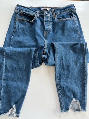 Levi’s Wedgie Skinny Denim Jeans Size 14W with Frayed Hems